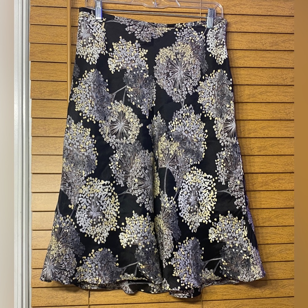 MICHAEL KORS COLLECTION Multi Gray Silk Chiffon Pleated A-Line Skirt Size 6